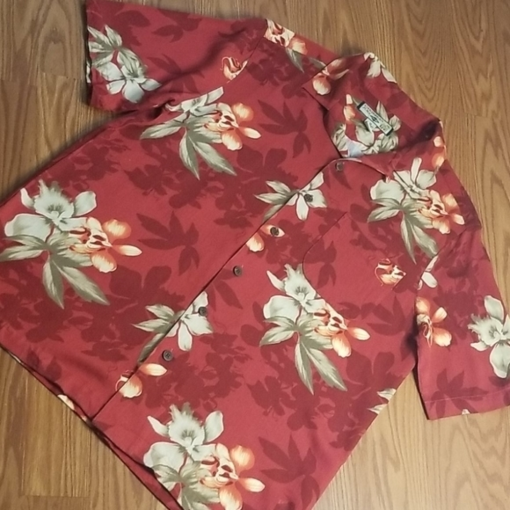 Caribbean joe let's‎ go short sleeve button-up shirt med